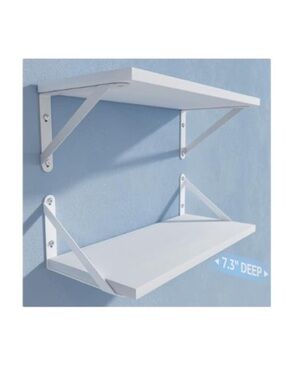 Wall Shelves Set in White Metal Shelf Brackets